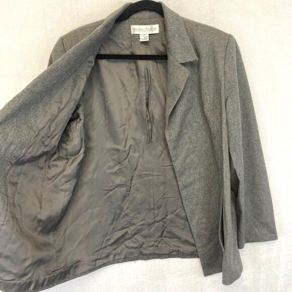 Valerie Stevens Wool & Cashmere Blazer Jacket Womens Size 12 Open Front Gray - Picture 3 of 11